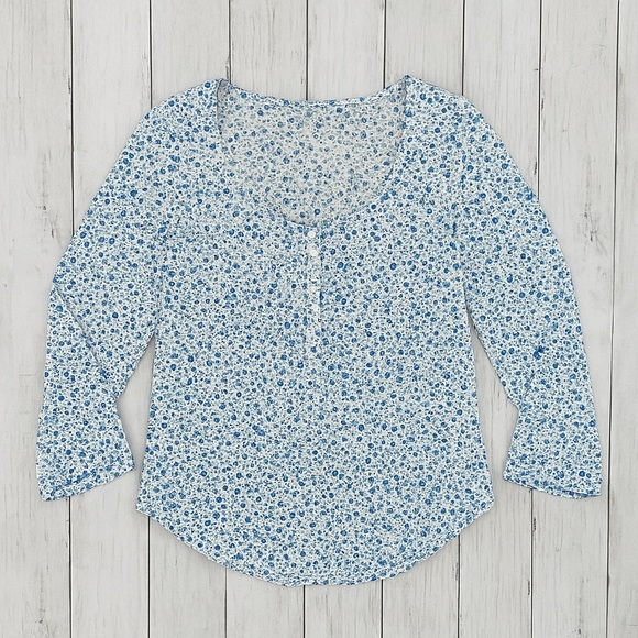 Mossimo | Blue Floral Cotton Blouse M – Cottagecore Boho Spring Top 🌿💙 - Picture 13 of 13